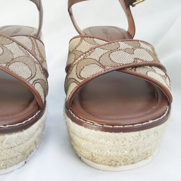 COACH Size 7.5B KIMBERLY Espadrille Platform Sandals, Signature Canvas - Picture 6 of 9